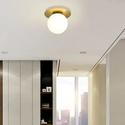 Modern brass hammered glass ball ceiling light bedroom