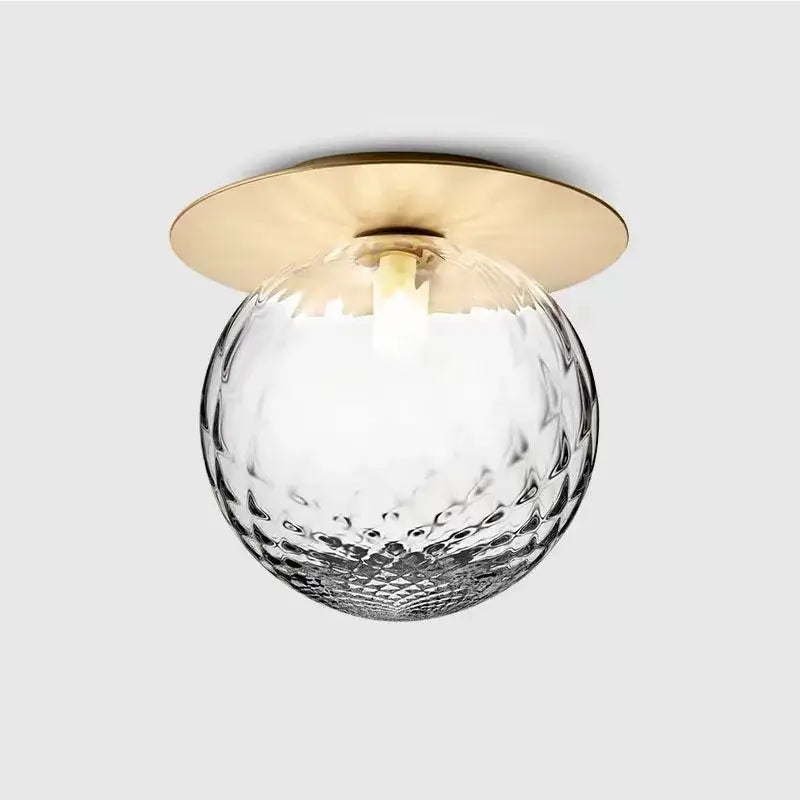 Modern brass hammered glass ball ceiling light bedroom