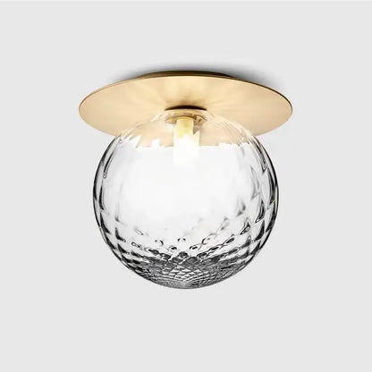 Modern brass hammered glass ball ceiling light bedroom