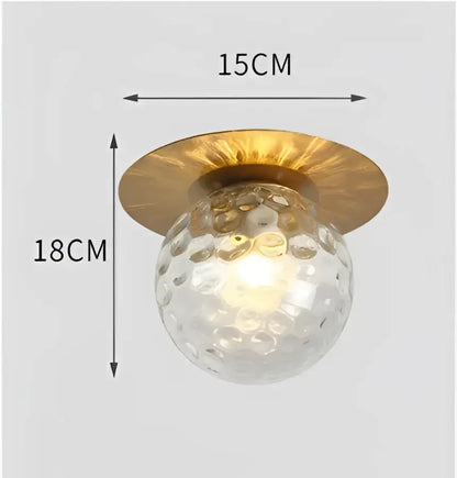 Modern brass hammered glass ball ceiling light bedroom