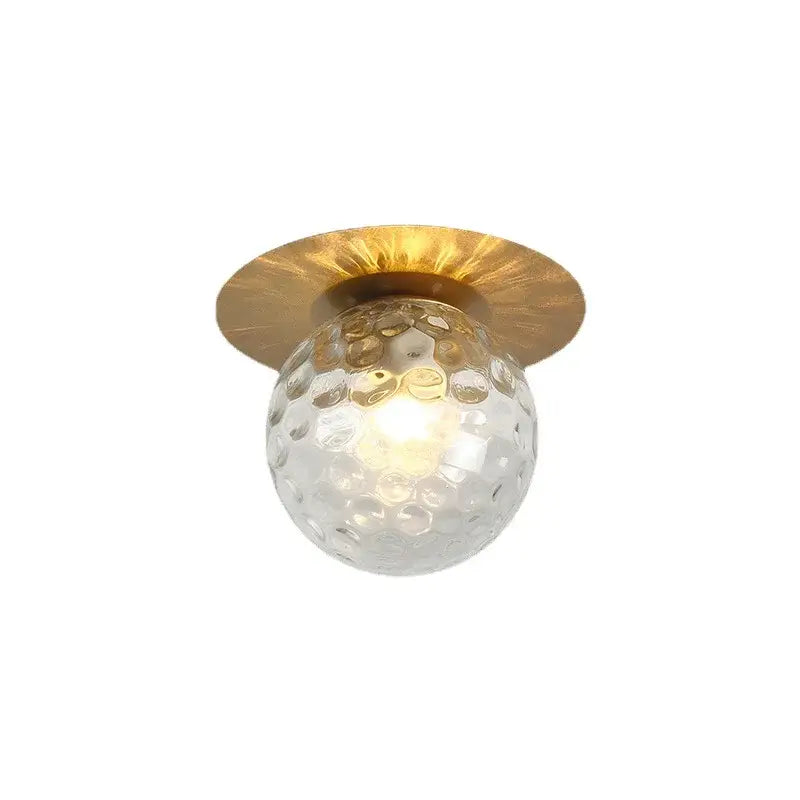 Modern brass hammered glass ball ceiling light bedroom