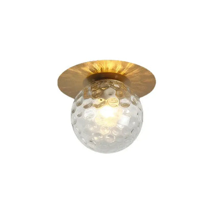 Modern brass hammered glass ball ceiling light bedroom