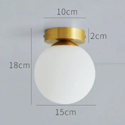 Modern brass glass ball ceiling light for bedroom decor