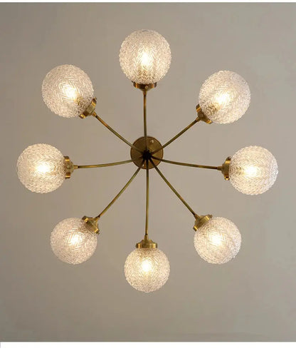 Modern brass five glass ball ceiling light for living room