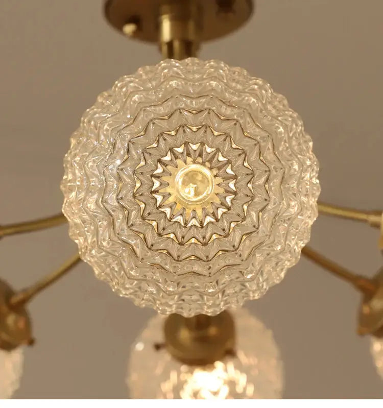 Modern brass five glass ball ceiling light for living room
