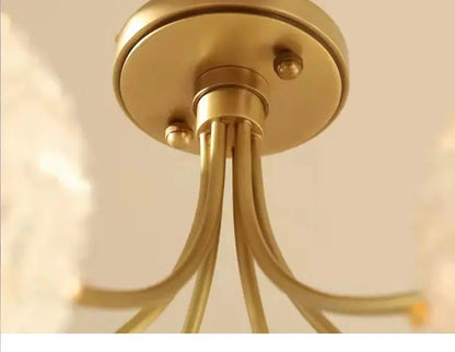 Modern brass five glass ball ceiling light for living room