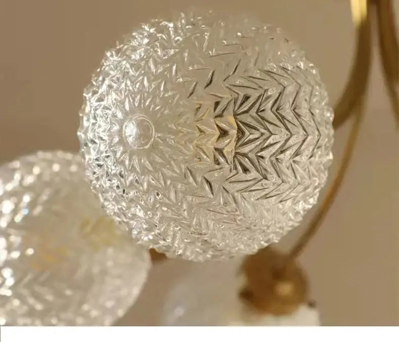 Modern brass five glass ball ceiling light for living room