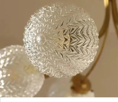 Modern brass five glass ball ceiling light for living room