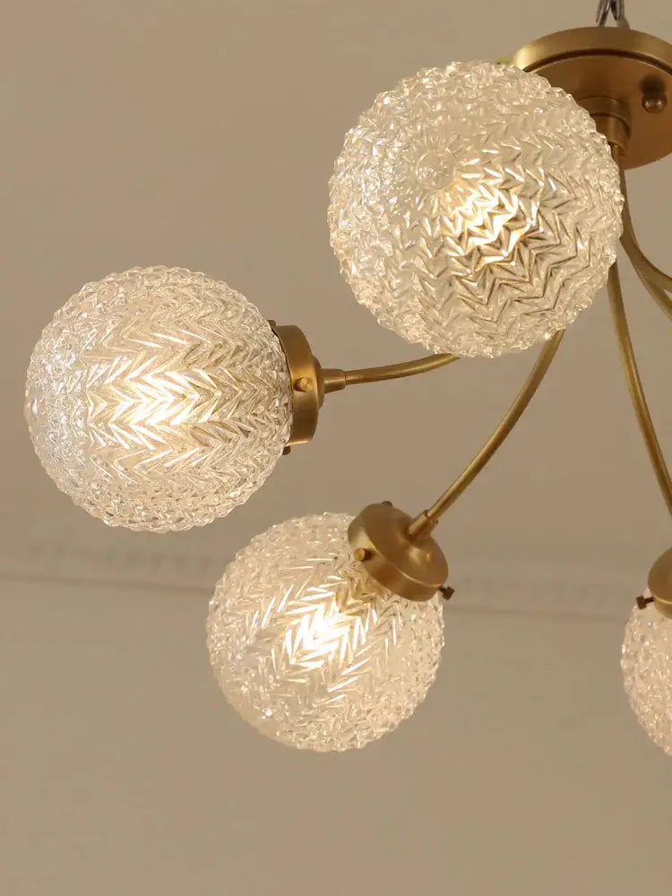 Modern brass five glass ball ceiling light for living room
