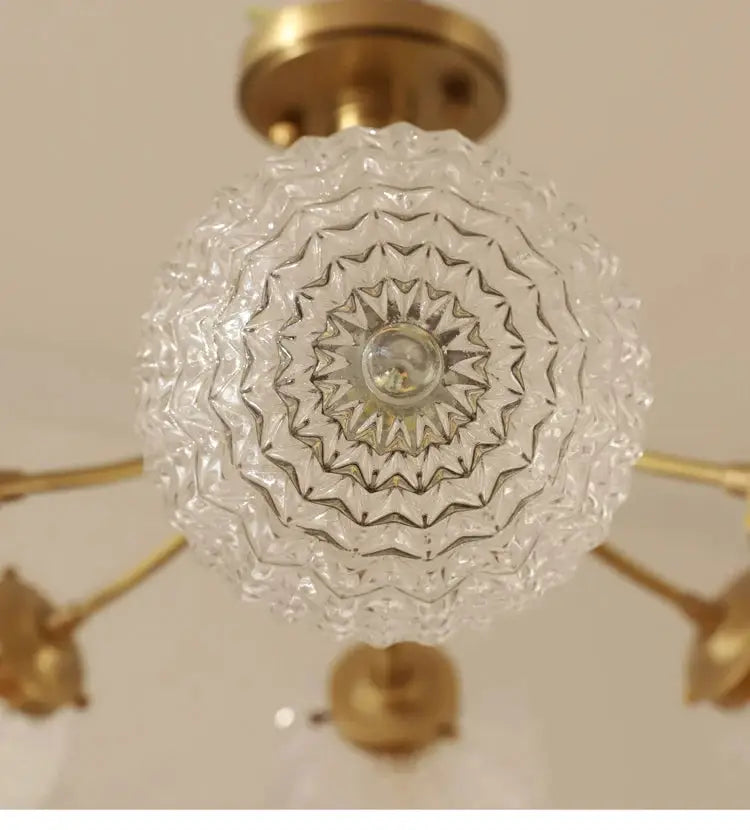 Modern brass five glass ball ceiling light for living room