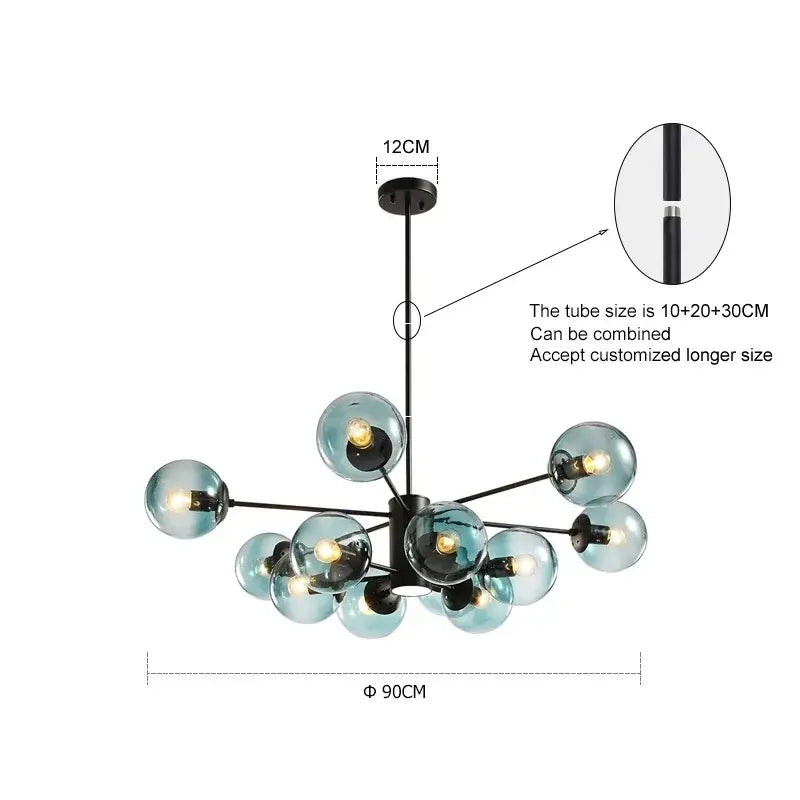 Modern black glass ball chandelier – dining room pendant light