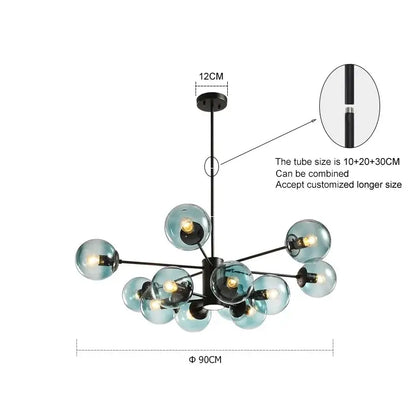 Modern black glass ball chandelier – dining room pendant light