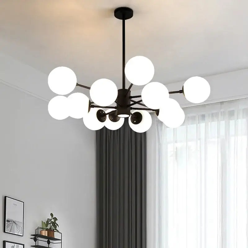 Modern black glass ball chandelier – dining room pendant light