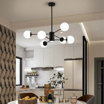 Modern black glass ball chandelier – dining room pendant light