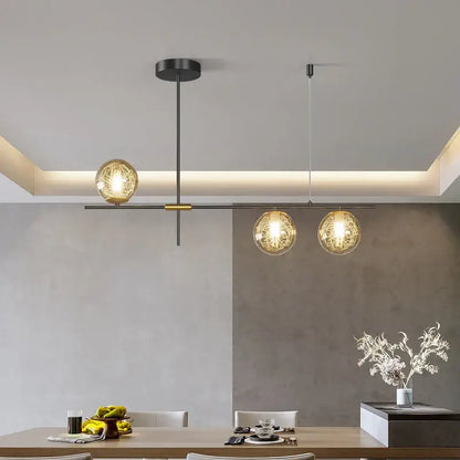 Modern gold wire glass ball chandelier – living room pendant light
