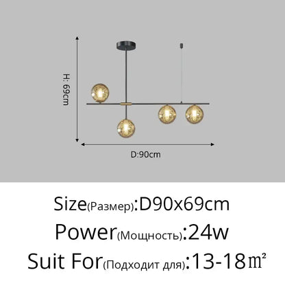 Modern gold wire glass ball chandelier – living room pendant light
