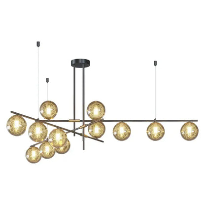Modern gold wire glass ball chandelier – living room pendant light