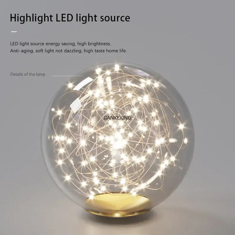 Modern gold glass ball chandelier dining room pendant light