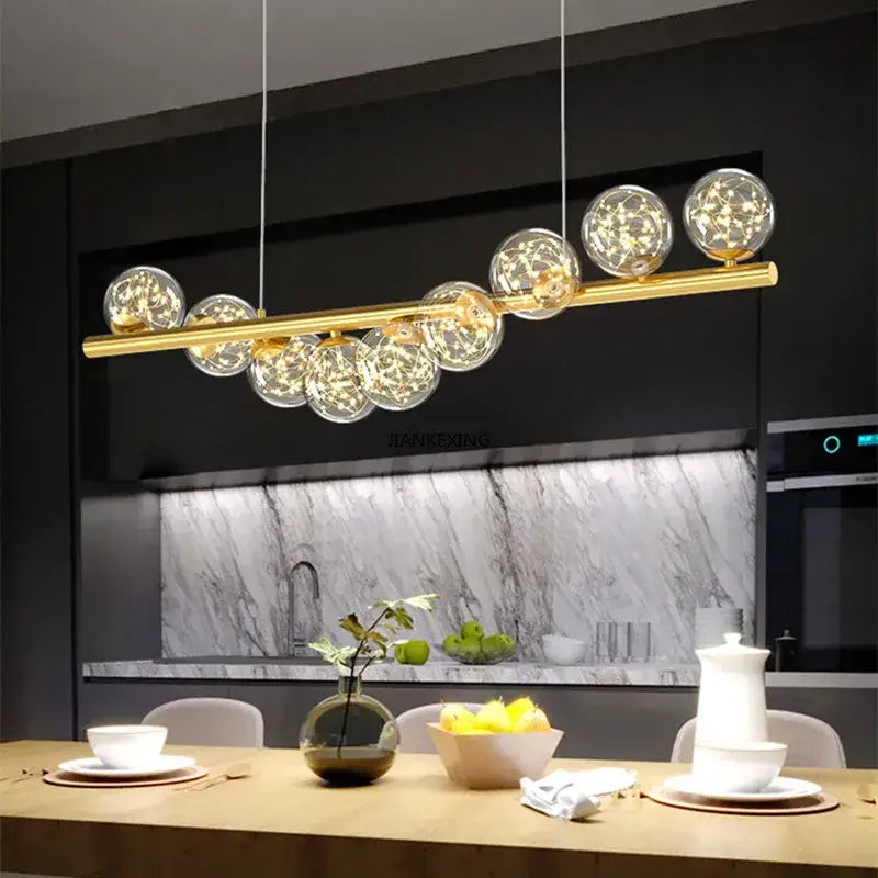 Modern gold glass ball chandelier dining room pendant light