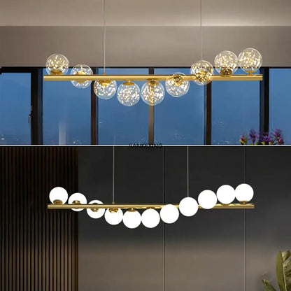 Modern gold glass ball chandelier dining room pendant light