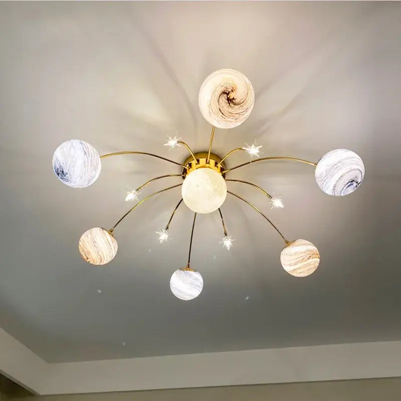 Celestial golden glass ball chandelier for kids room and living room