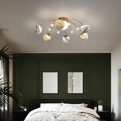 Celestial golden glass ball chandelier for kids room and living room