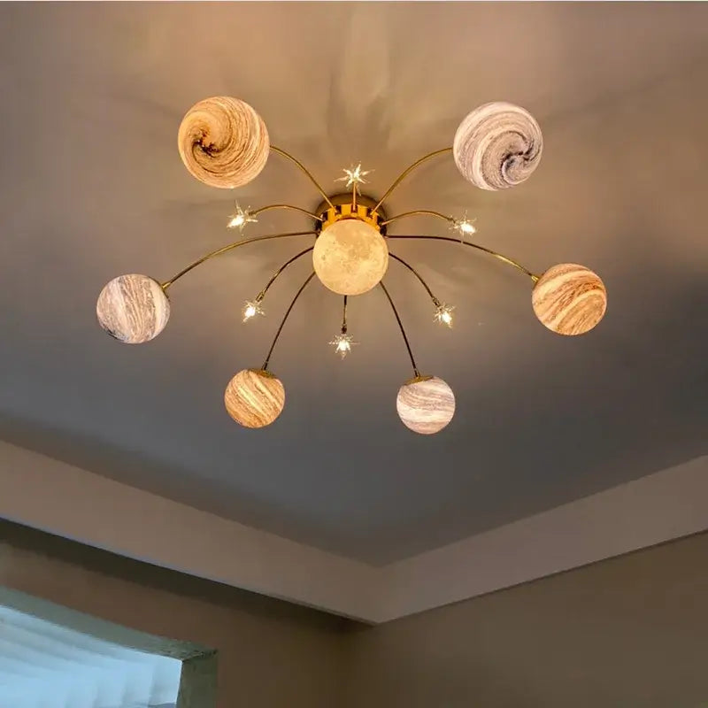 Celestial golden glass ball chandelier for kids room and living room