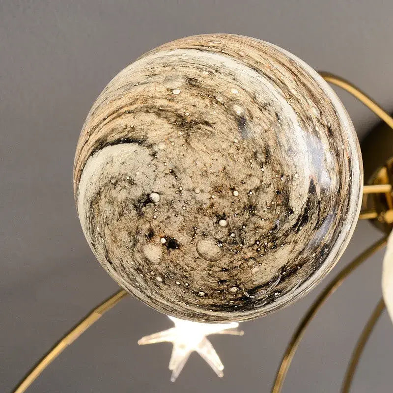 Celestial golden glass ball chandelier for kids room and living room