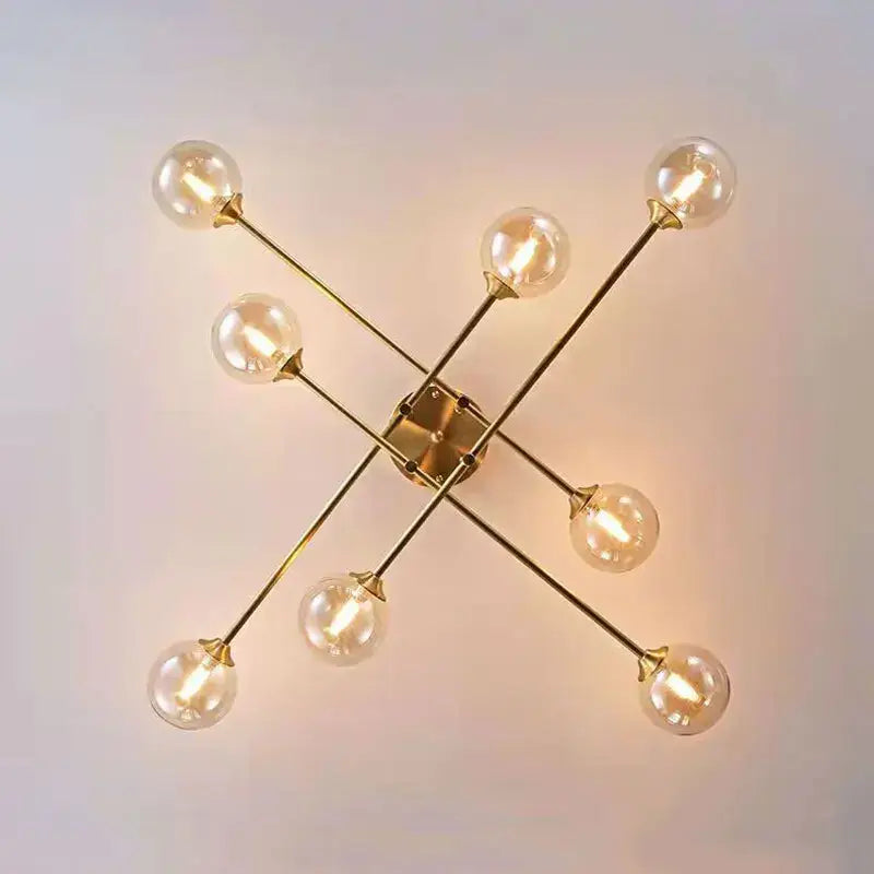 Modern brass glass ball chandelier for living room
