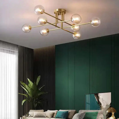 Modern brass glass ball chandelier for living room