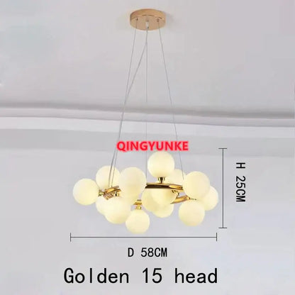 Modern gold glass ball chandelier living room cluster light