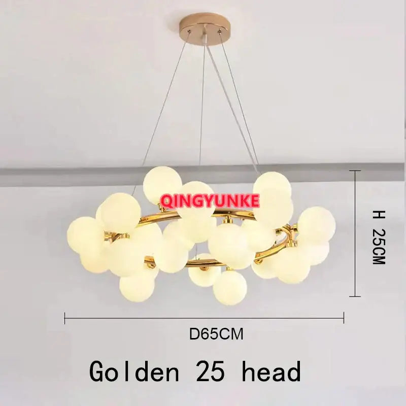 Modern gold glass ball chandelier living room cluster light