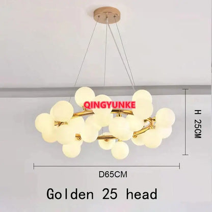 Modern gold glass ball chandelier living room cluster light