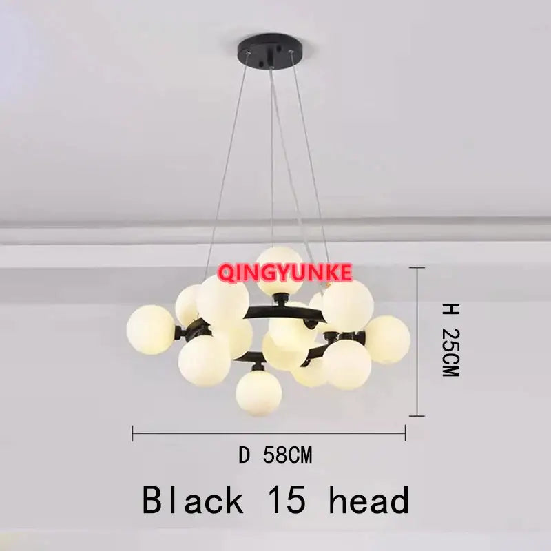 Modern gold glass ball chandelier living room cluster light