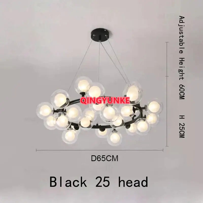 Modern gold glass ball chandelier living room cluster light