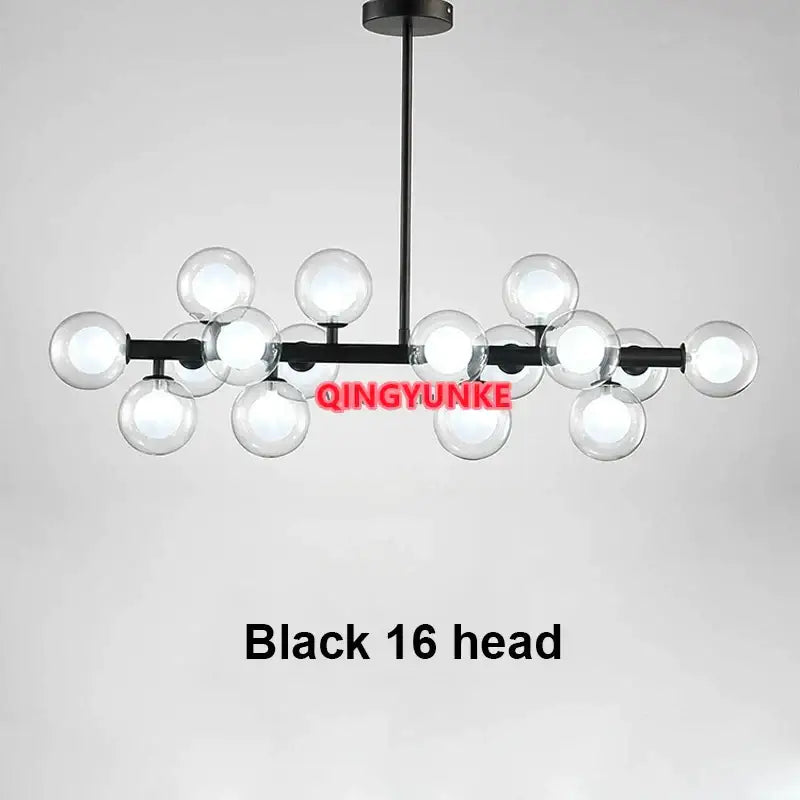 Modern gold glass ball chandelier living room cluster light