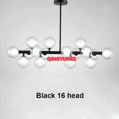 Modern gold glass ball chandelier living room cluster light