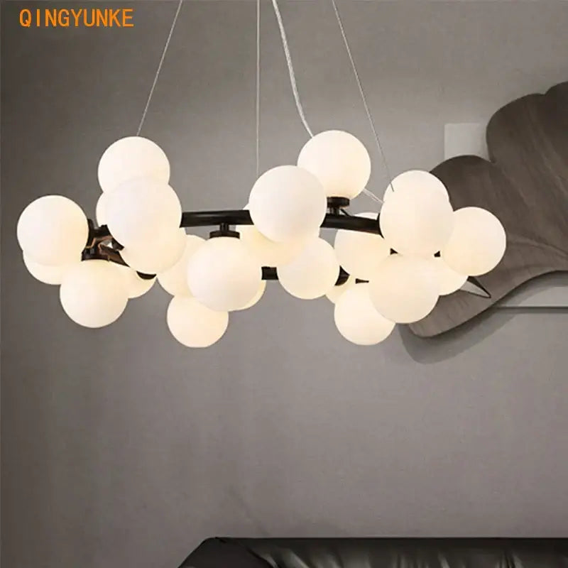 Modern gold glass ball chandelier living room cluster light