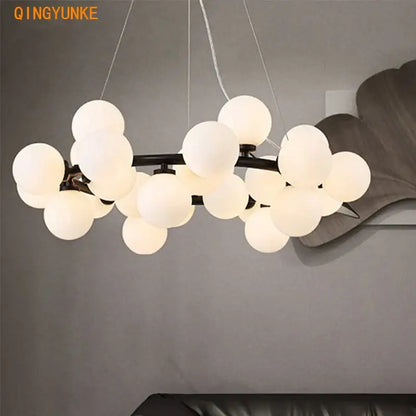 Modern gold glass ball chandelier living room cluster light