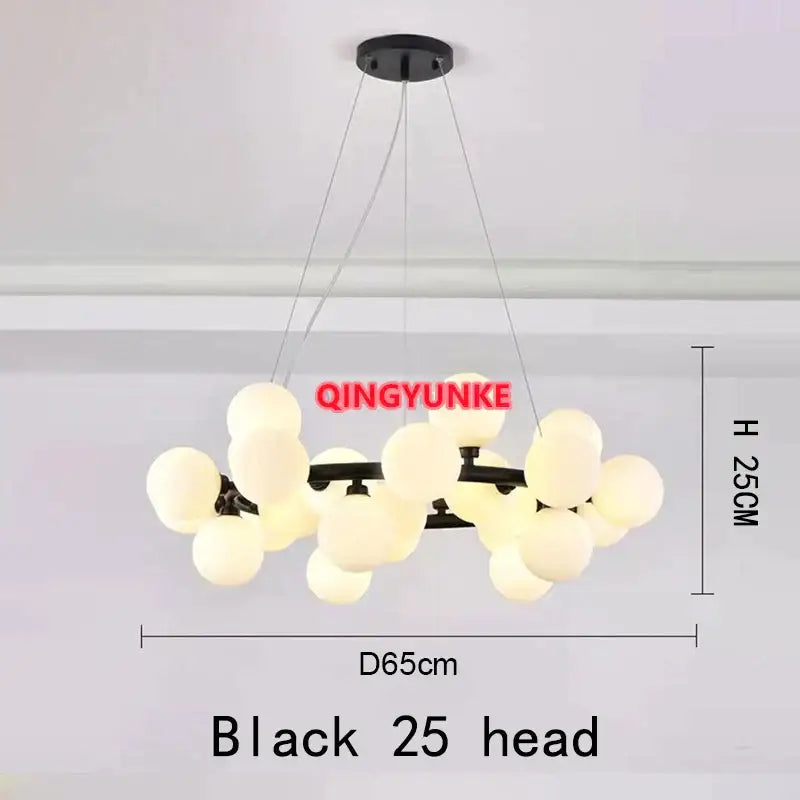 Modern gold glass ball chandelier living room cluster light