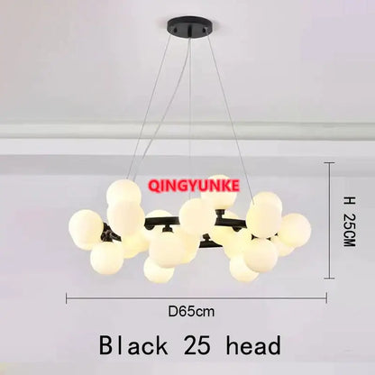 Modern gold glass ball chandelier living room cluster light