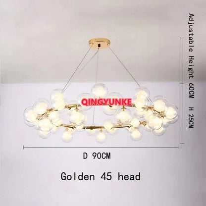Modern gold glass ball chandelier living room cluster light