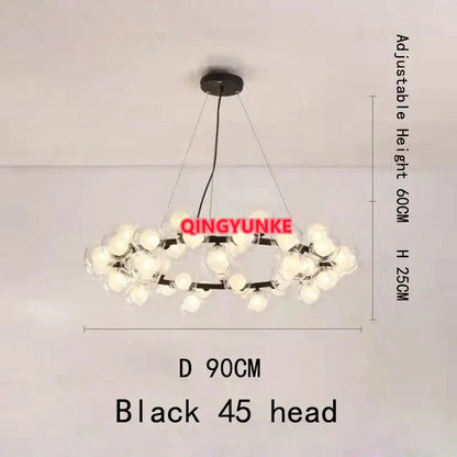Modern gold glass ball chandelier living room cluster light
