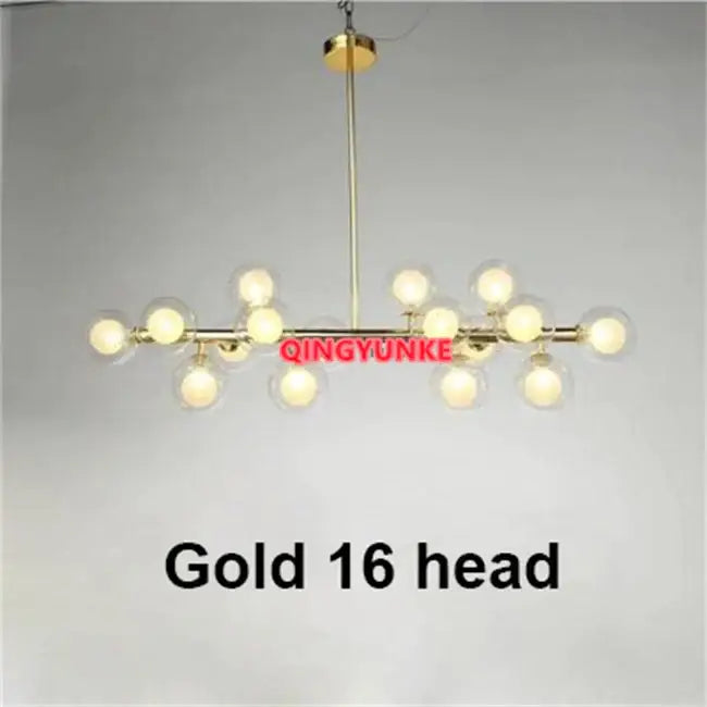 Modern gold glass ball chandelier living room cluster light