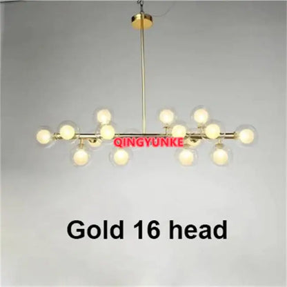 Modern gold glass ball chandelier living room cluster light