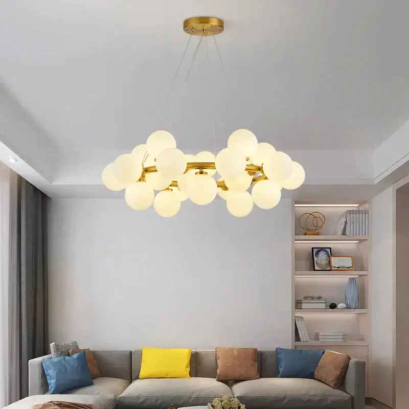 Modern gold glass ball chandelier living room cluster light