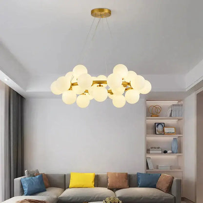 Modern gold glass ball chandelier living room cluster light