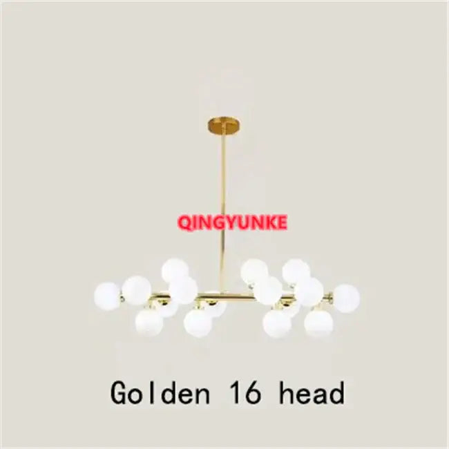 Modern gold glass ball chandelier living room cluster light