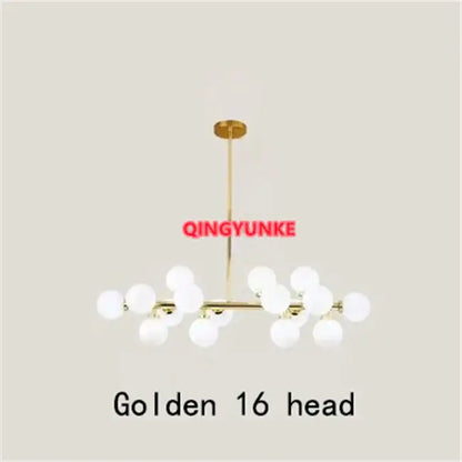 Modern gold glass ball chandelier living room cluster light