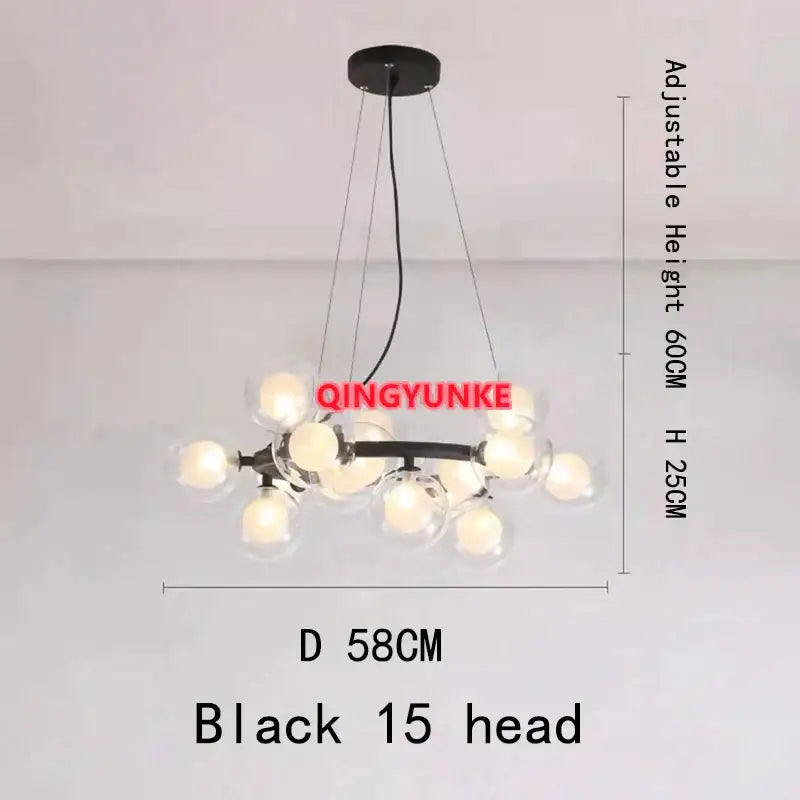 Modern gold glass ball chandelier living room cluster light
